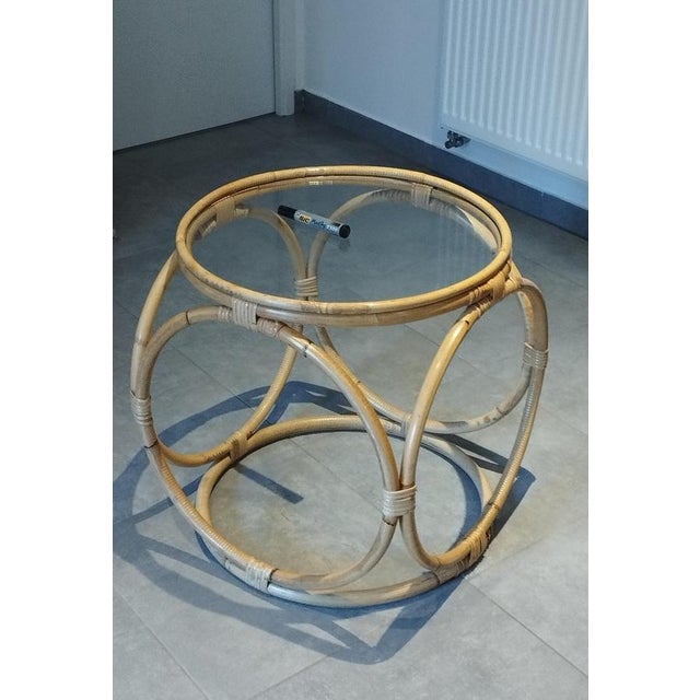 Space Age Coffee Table in Rattan, Bamboo and Glass, 1980s For Sale - Image 10 of 13