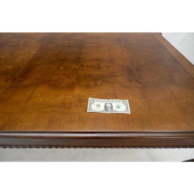 1970s Henredon Banded Burl Walnut Ball & Claw Feet Chippendale Dining Table 2 Ext MINT For Sale - Image 5 of 12