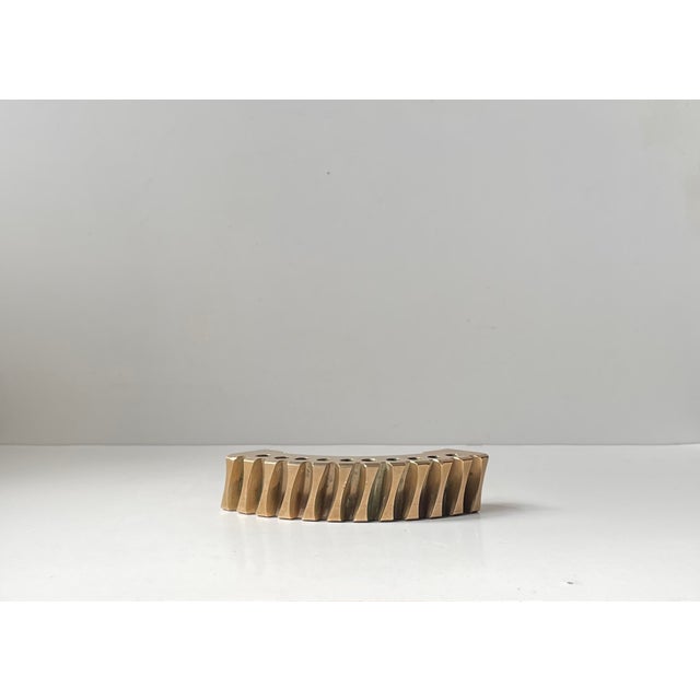 Gold Brutalist Gear Fragment Pen Holder in Bronze, 1970s For Sale - Image 8 of 12