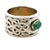 Modern Vintage Samuel Aaron 14k White Gold Cabochon Emerald Wide Band Ring, Size 9.75 For Sale - Image 3 of 12