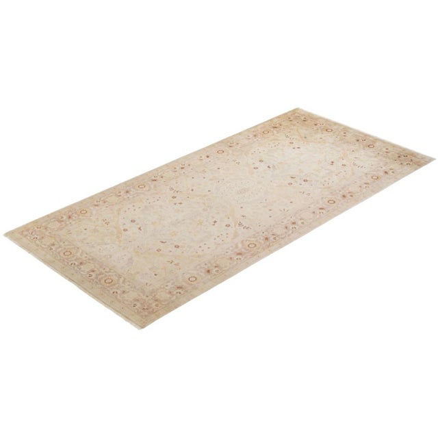 Ivory Eclectic Collection Hand-Knotted Area Rug - Ivory 6' 1" x 12' 5" For Sale - Image 8 of 9