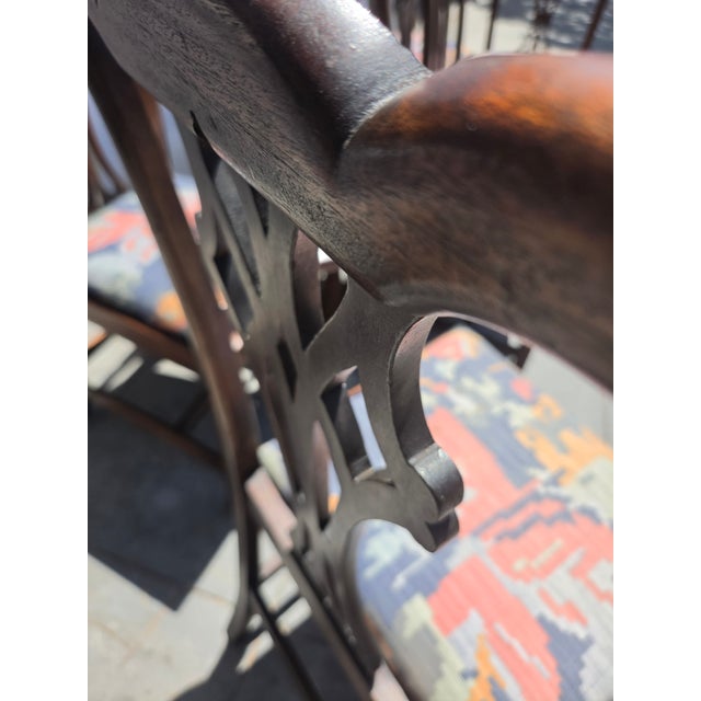American Antique 1920s Chippendale Hand Carved Georgian Style Chairs Set of Eight Brown Mahogany For Sale - Image 3 of 11