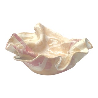 Artisanal Strawberry & Cream Ceramic Bowl For Sale