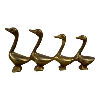 Vintage English Brass Ducks in a Row For Sale
