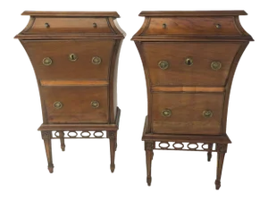 19th century Italian Walnut One Drawer One Door Side Cabinets Tables - a Pair - a Pair