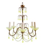 Vintage Mid-Century Chartreuse Opaline Glass Chandelier For Sale
