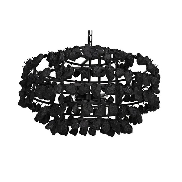 Mid-Century Modern NOIR Vulcan Chandelier, Black Iron with Black Glass For Sale - Image 3 of 5