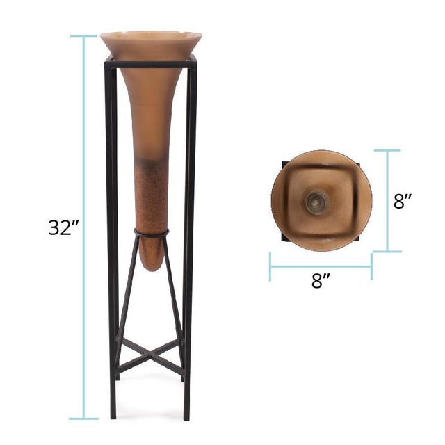 Contemporary Bronze Euler Drop Vase with Black Iron Stand- Large For Sale - Image 3 of 11