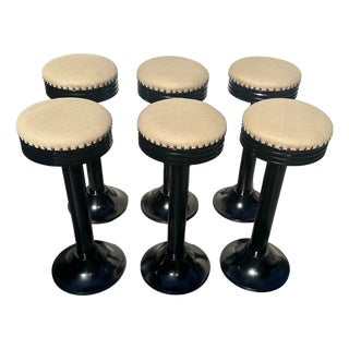 Mid 20th Century Art Deco Belgian Barstools - Set of 6 For Sale