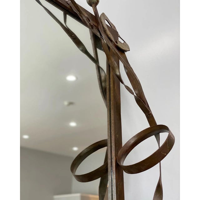 Metal Brutalist Hand Foraged Steel Mirror For Sale - Image 7 of 8