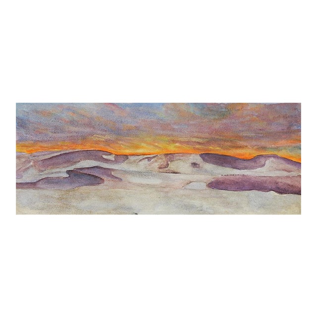 Early 21st Century Desert Sunset Watercolor Painting For Sale