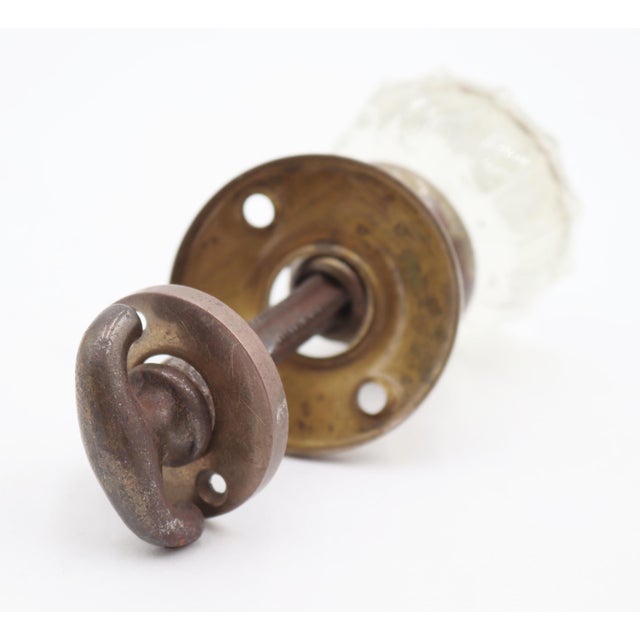 Vintage Clear Fluted Glass Closet Door Knob Set For Sale - Image 4 of 5