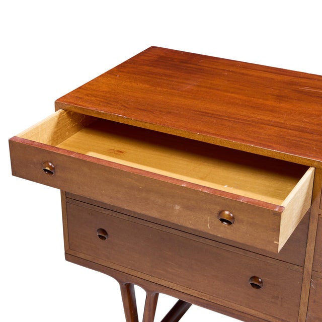 Helge Vestergaard-Jensen for Peder Pedersen Mid Century Sculptural Danish Teak 6 Drawer Dresser For Sale In Chicago - Image 6 of 9