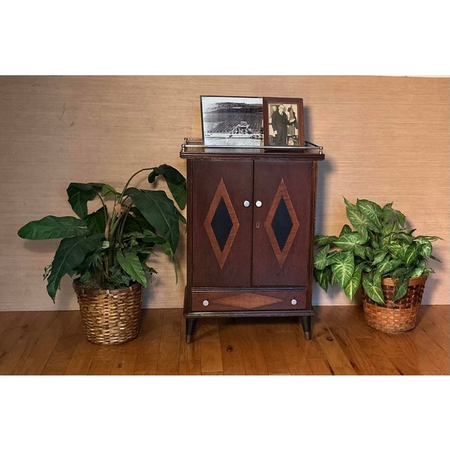 Mid-Century Modern Wooden Cabinet Art Deco Elements, Circa 50s 60s For Sale - Image 11 of 12
