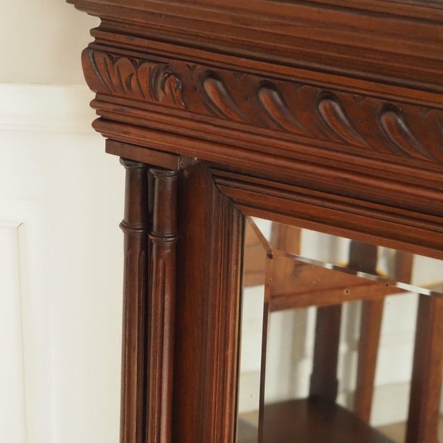 Large Neo-Renaissance Wall Mirror in Walnut, 1890 For Sale - Image 4 of 10