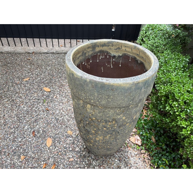 Ceramic 1960s Monumental Pair of Glazed Pottery Garden Urns For Sale - Image 7 of 15