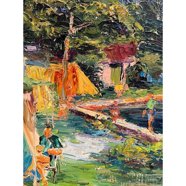 M. Vibert, By the Lake, Oil on Canvas, 1959 For Sale - Image 4 of 16