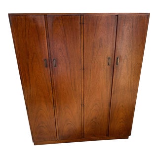 1960s Founders Furniture Walnut Wardrobe For Sale