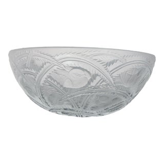 Lalique France Clear Crystal Pinson Finches Bird 9.5" Serving Bowl For Sale