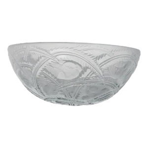 Lalique France Clear Crystal Pinson Finches Bird 9.5" Serving Bowl