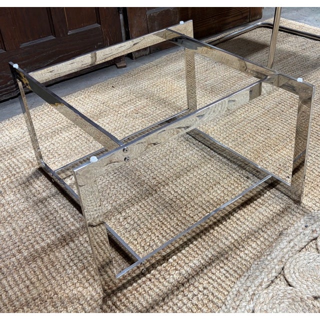 Vintage Modern Chrome and Glass Coffee Table For Sale In New York - Image 6 of 8