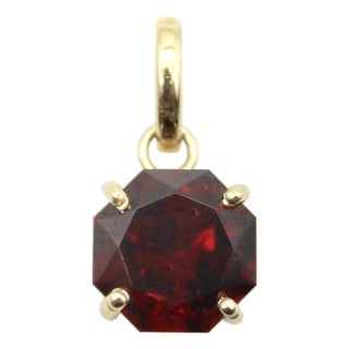 Tanzanian Octagon-Shaped Garnet in a 14k Gold Mount For Sale