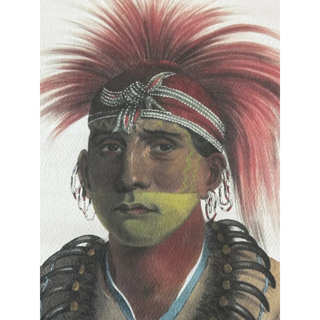 American Pair of Authentic 1842 McKenney & Hall Hand-Colored Folio Lithographs – Framed For Sale - Image 3 of 10