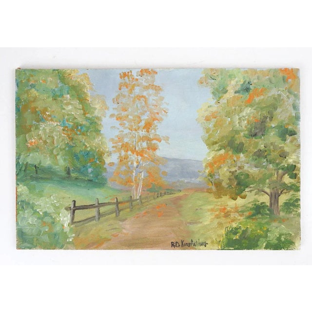 Vintage Impressionist County Road Landscape Painting For Sale - Image 4 of 4