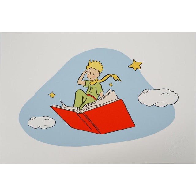 Antoine De Saint-Exupery, Le Petit Prince et le livre volant, Lithograph For Sale - Image 6 of 6