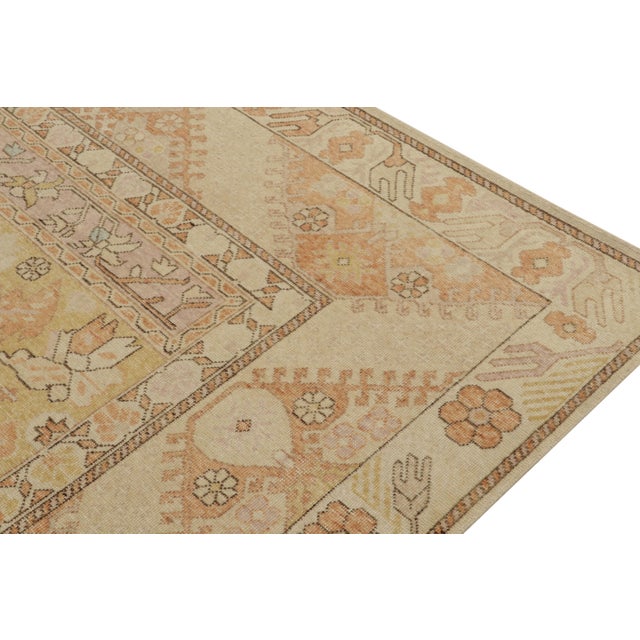 2010s Distressed Style Custom Rug in Gold, Medallion Pattern by Rug & Kilim For Sale - Image 5 of 6