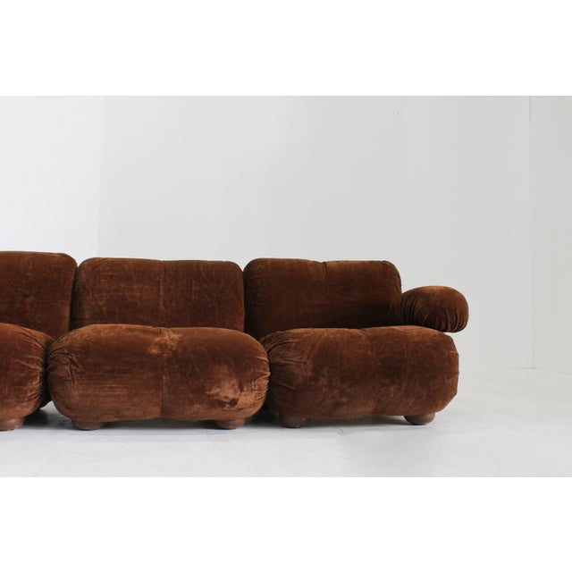 Vintage Modular Sofa in Brown Velvet and Chrome, Italy, 1970s, Set of 3 For Sale - Image 6 of 11