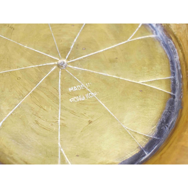 Mid 20th Century Large Brass Pedestal Scalloped Bowl Dish For Sale - Image 6 of 8