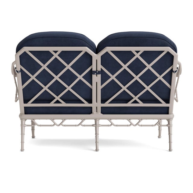 Brown Jordan Brown Jordan Calcutta Loveseat, Dove frame with Fusion Neptune fabric For Sale - Image 4 of 11