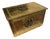 Vintage Embossed Brass Clad Wood Hearth Storage Chest European Family Scene For Sale
