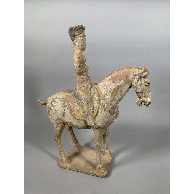 Terra Cotta Terracotta Sculpture of a Horseman, Han Dynasty, 206 BC-220 AD, China, Archaeology For Sale - Image 8 of 9