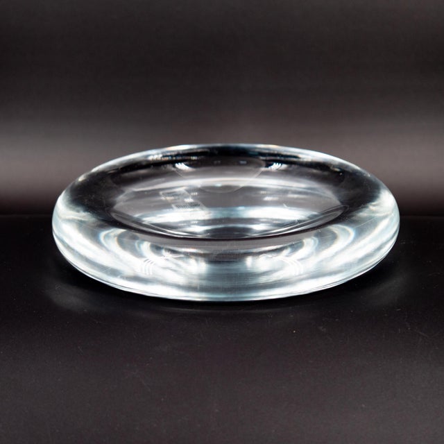 Large 1970s pocket emptier. Murano glass production. Manufacturer: Salviati. Thick transparent glass. Dimensions: 21 x 3...