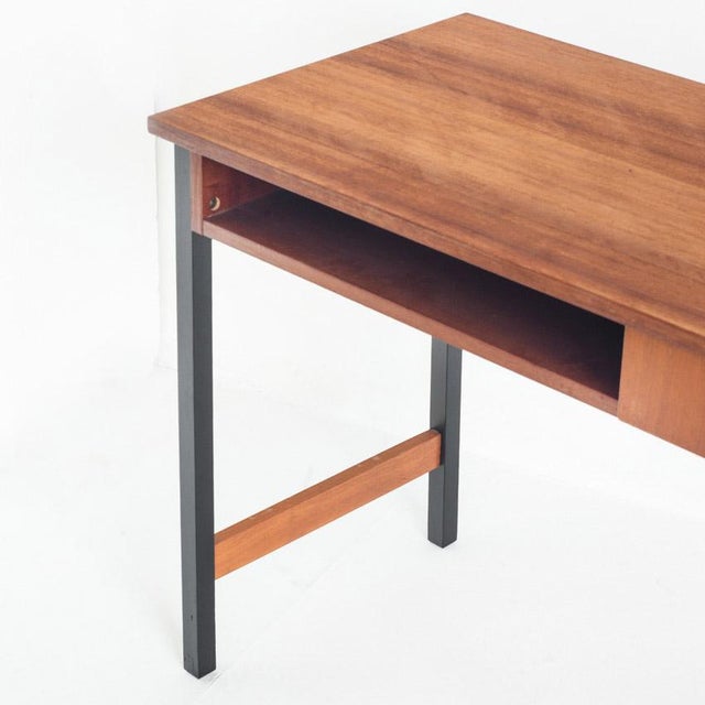Wood Vintage One-Drawer Desk in Mahogany Veneer and Beech, 1950s For Sale - Image 7 of 11