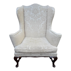 Late 20th Century Kittinger Colonial Williamsburg Reproduction White Wingback Chair