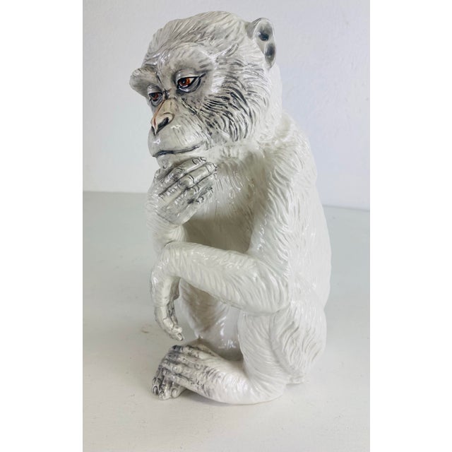 Mid-Century Vintage Italian Hand Painted Pottery Monkey Sculpture For Sale - Image 10 of 10