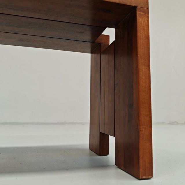 Vintage Walnut Coffee Table and Stool, 1970s For Sale - Image 17 of 18