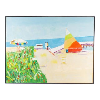 Oil on Canvas Painting of a Beach by Sidney Smiley For Sale