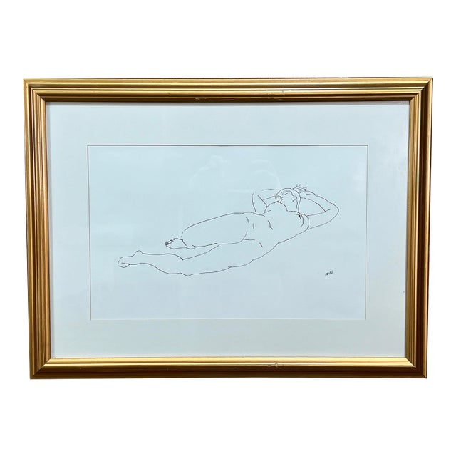 Vintage C.1950's Henry Strater American B&w Reclining Nude Lithograph For Sale