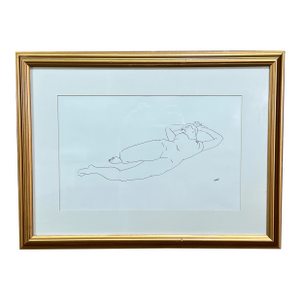 Vintage C.1950's Henry Strater American B&w Reclining Nude Lithograph