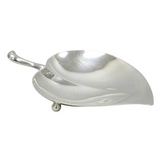 Vintage Fb Rogers Modern Silver Plated Small Footed Leaf Trinket Nut Dish For Sale