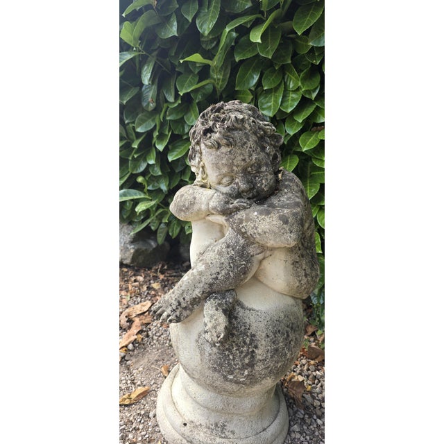 Stone Weathered Sleeping Cherub, 1910s For Sale - Image 7 of 11