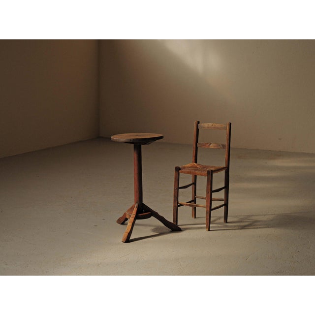 Brown Vintage French Oak Tripod Side Table, 1890s For Sale - Image 8 of 11