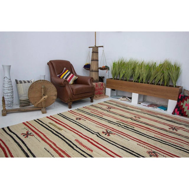 Vintage Turkish Striped Wool Kilim Rug - 6′10″ × 9′7″ For Sale In Los Angeles - Image 6 of 7