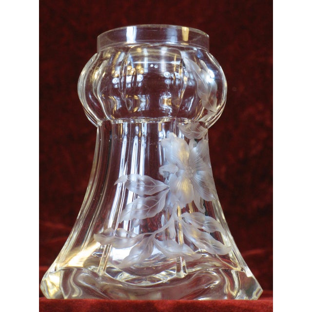 Early 20th Century Vase Art Nouveau Wheel-Cut Engraved Glass Floral and Foliate Design Dogwood For Sale - Image 6 of 18