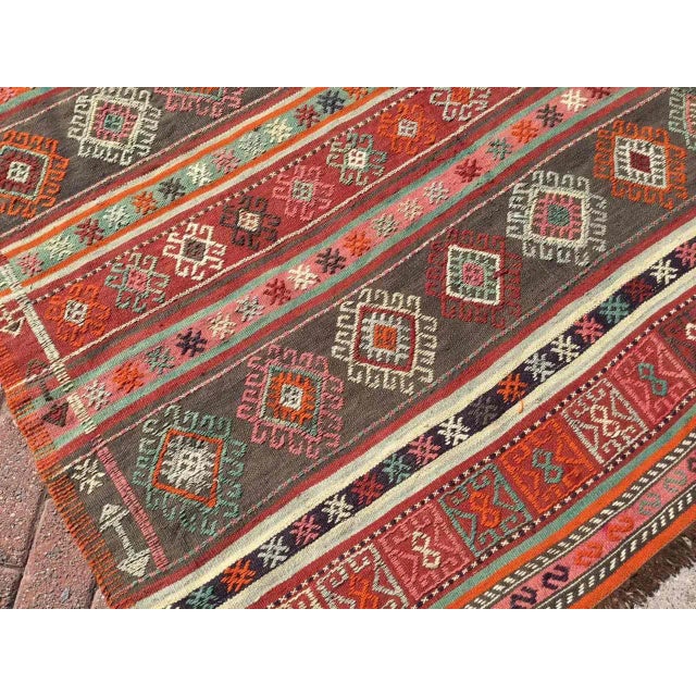 Vintage Turkish Kilim Rug - 63" X 100" For Sale - Image 9 of 11