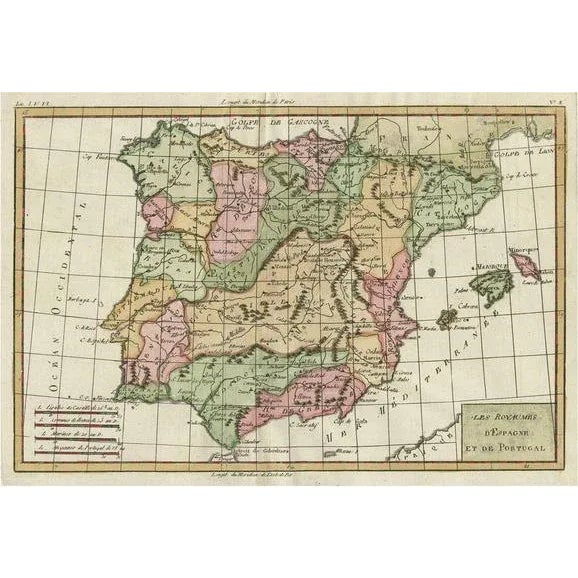 Late 18th Century Map of Spain and Portugal, 1780 For Sale - Image 5 of 5